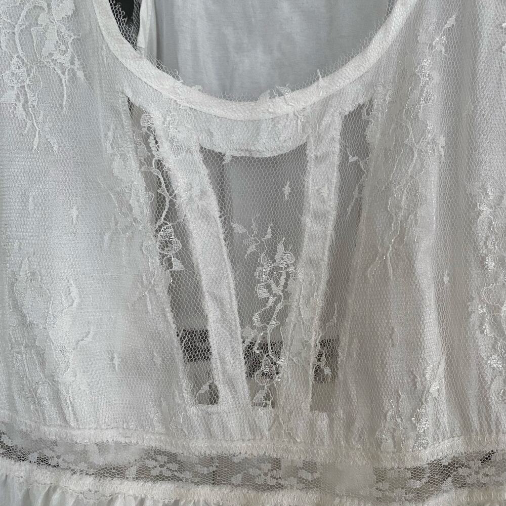 Intimately Free People Size Large White Slip Dress Tank Style Lace Panel Cottage - Picture 3 of 9